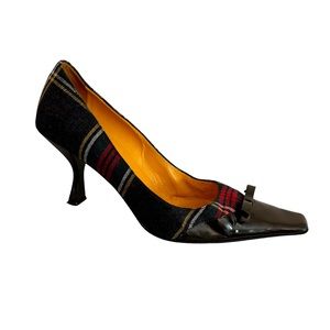 Vintage 90s Moschino Heels --Mad For Plaid
